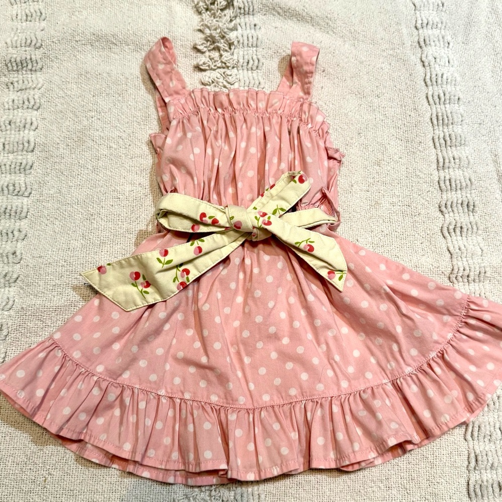 Matilda Jane Pink Polka Dot Dress with Cherry Bow